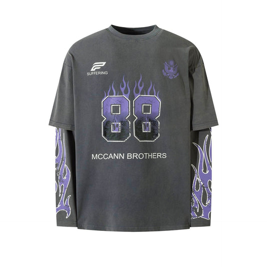 Purple Flames Long Sleeve Tee